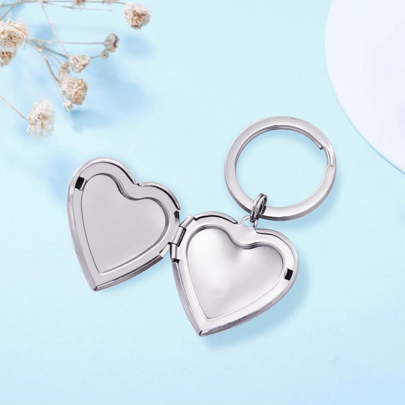 PHOCKSIN Silver Heart Locket Keychains for Women Gold Photo Locket Key chain that Hold Pictures New Years Gifts for Women - Image 5